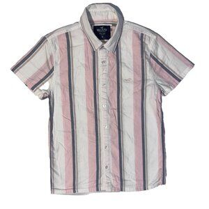 Hollister Epic Flex Stretch Pink Striped Shirt XS Long Sleeve Button Up